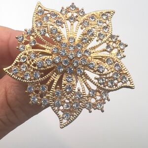Mint Gold and Silver Crystal Brooch